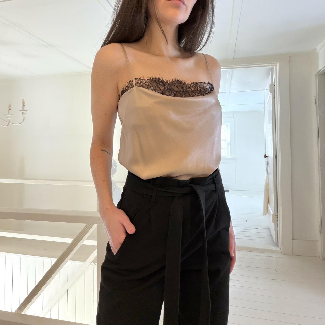 Cami NYC Romy Silk Satin Lace Trim Camisole Bodysuit in Rose Dust Size XS