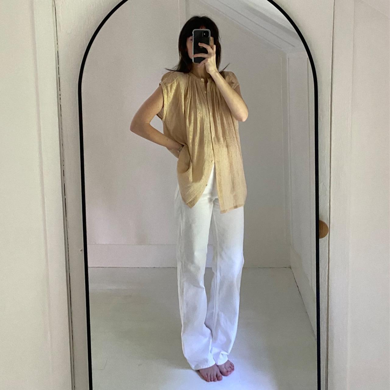 Soeur Voisine Metallic Button Up Shirt Size FR 40