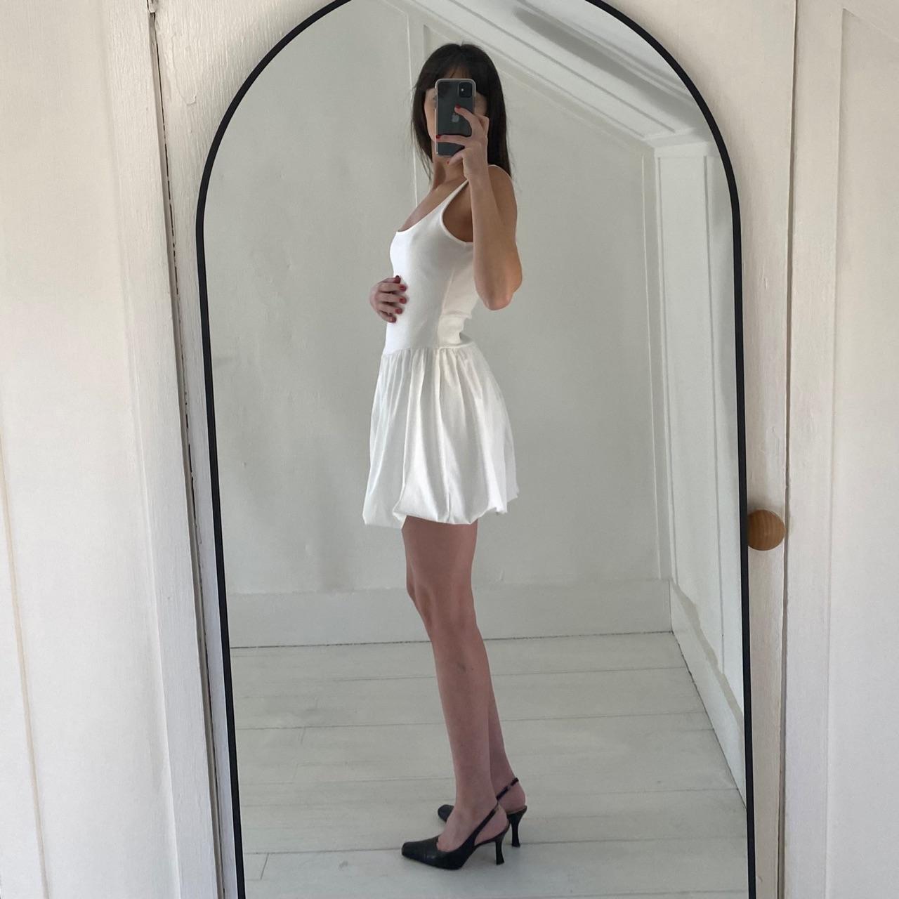 MNG Mango Cotton Bubble Skirt Mini Dress in Natural White Size 2