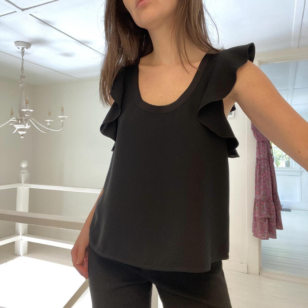 Elizabeth and James Tatum Ruffle Sleeve Top in Black Size S