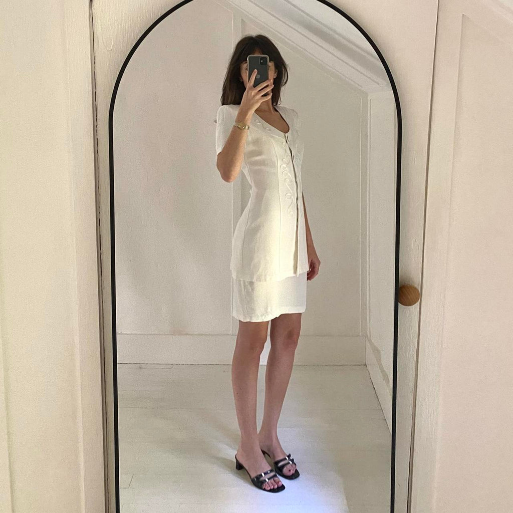 Breakin’ Loose Vintage 80s One Piece Mini Skirt Suit Size 3/4