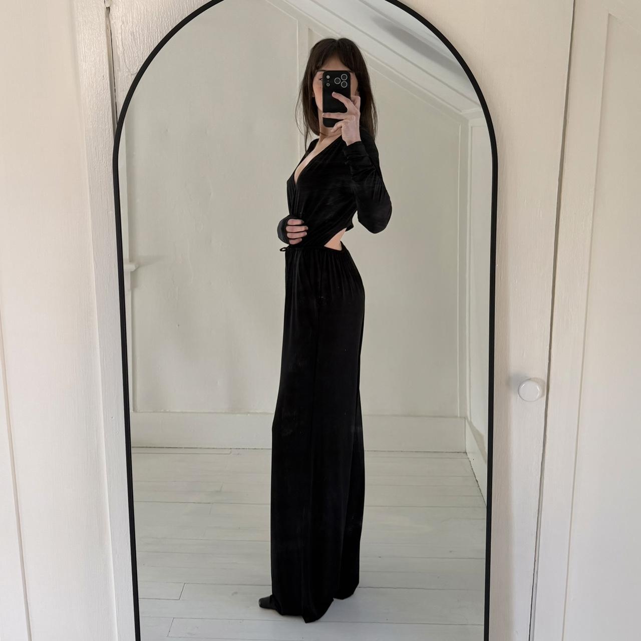 BCBGeneration Surplice Open Back Wide Leg Jumpsuit in Black NWT Size S