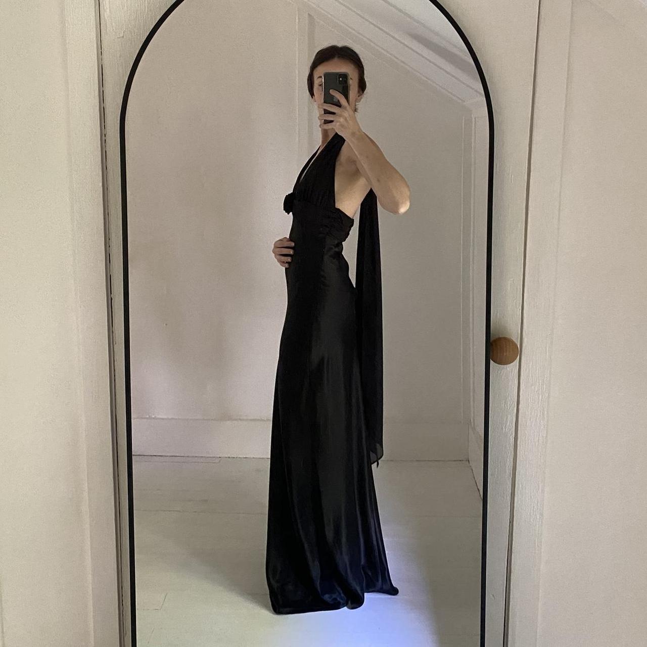 Be Smart Vintage 90s Rosette Satin Halter Gown Size 3/4