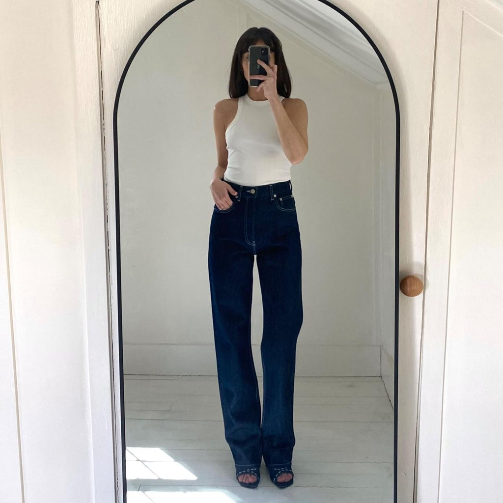 EB Denim High Rise Straight Jeans in Midnight Size 24