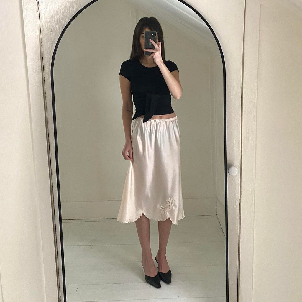 Barbizon Vintages 80s Satin Midi Slip Skirt Size M