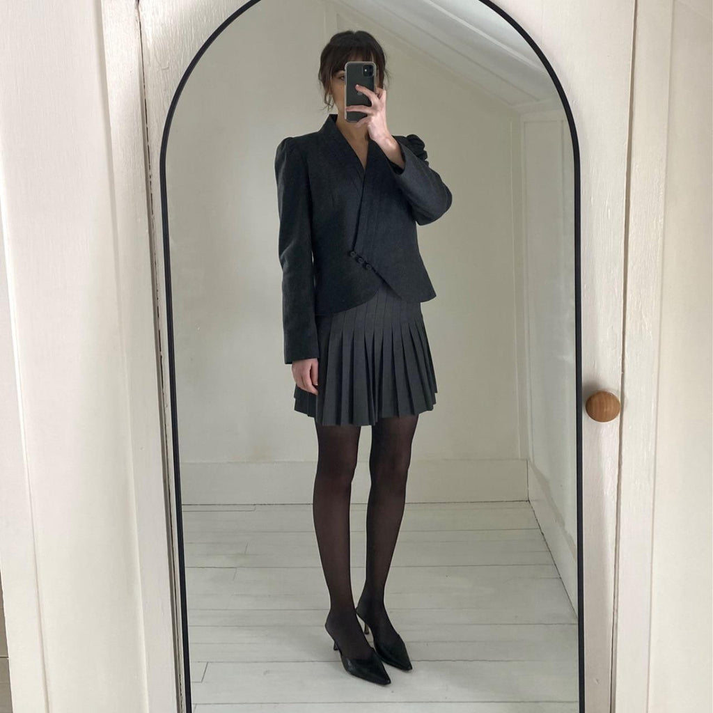 David Benjamin Vintage 80s Wool Asymmetric Cross Front Blazer Size 11/12