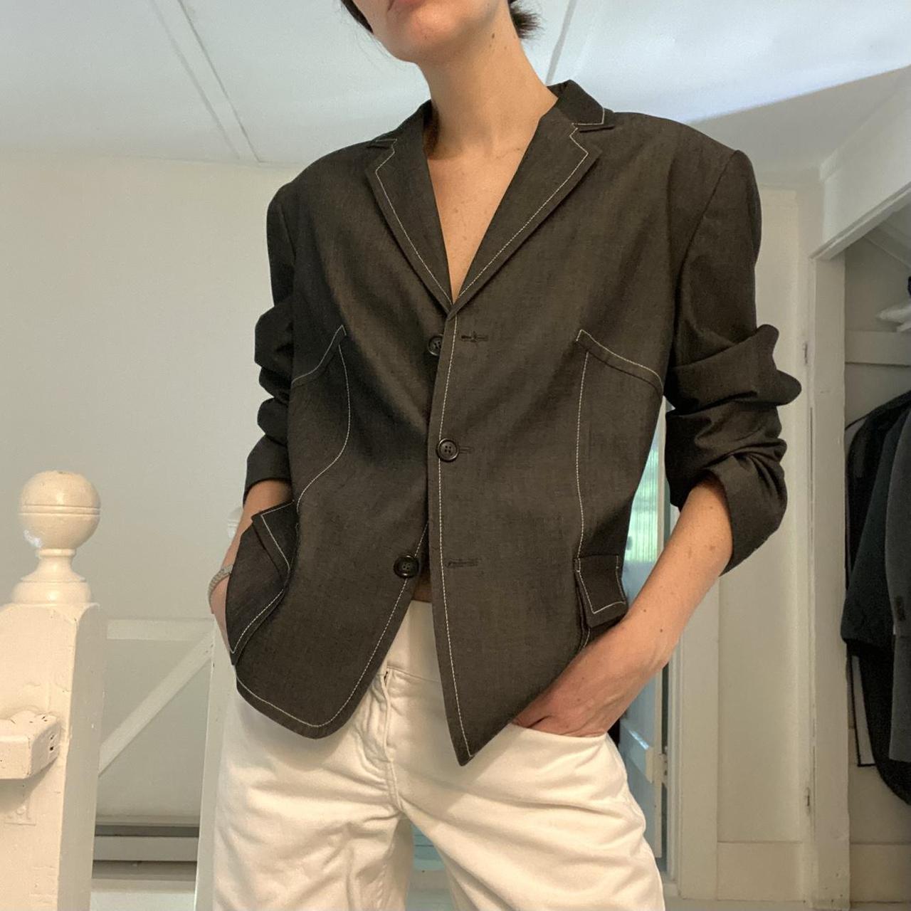 Calvin Klein Vintage 90s Contrast Stitch Blazer Jacket Size M