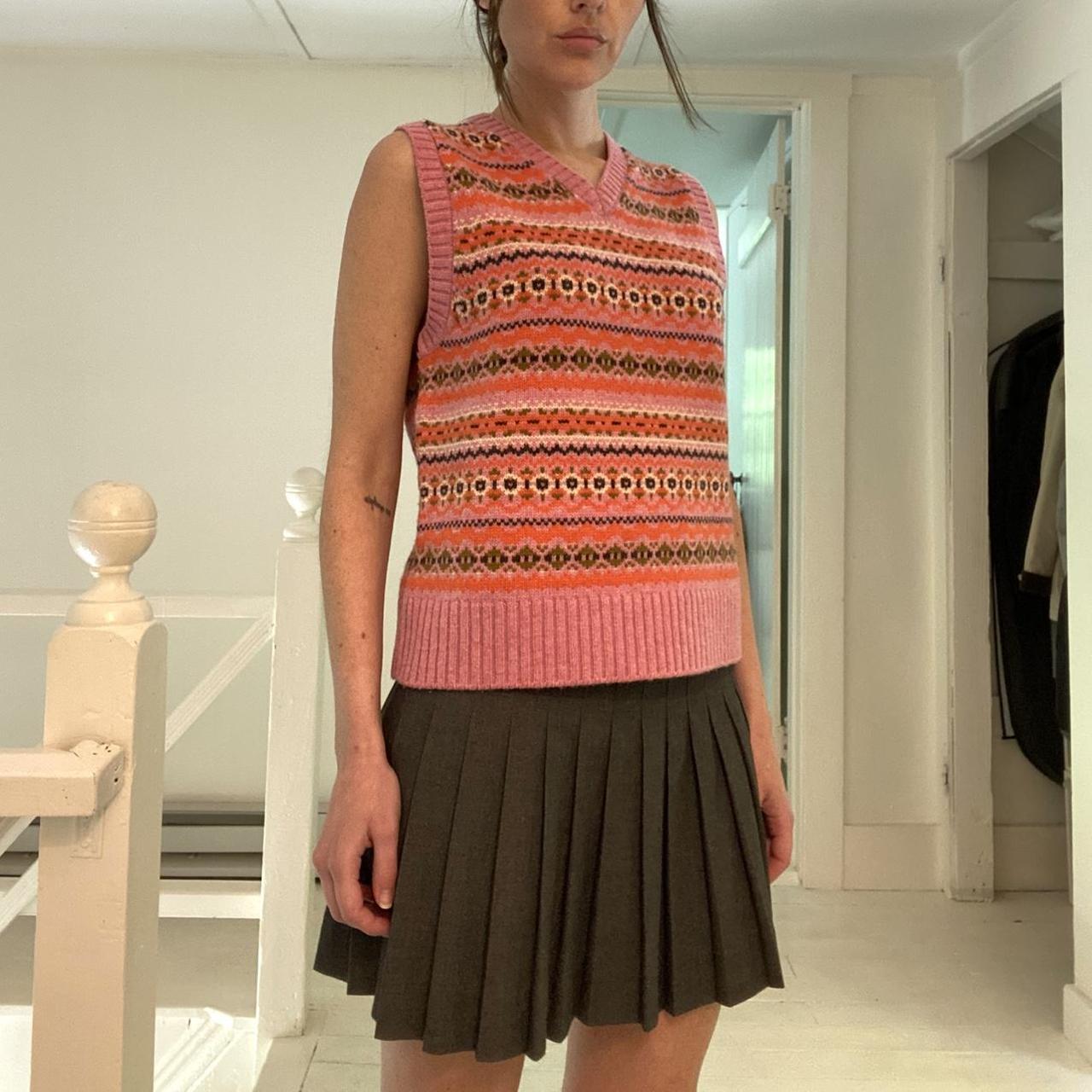 Alex Mill Francis Merino Wool Fair Isle Sweater Vest in Peony Combo Size M