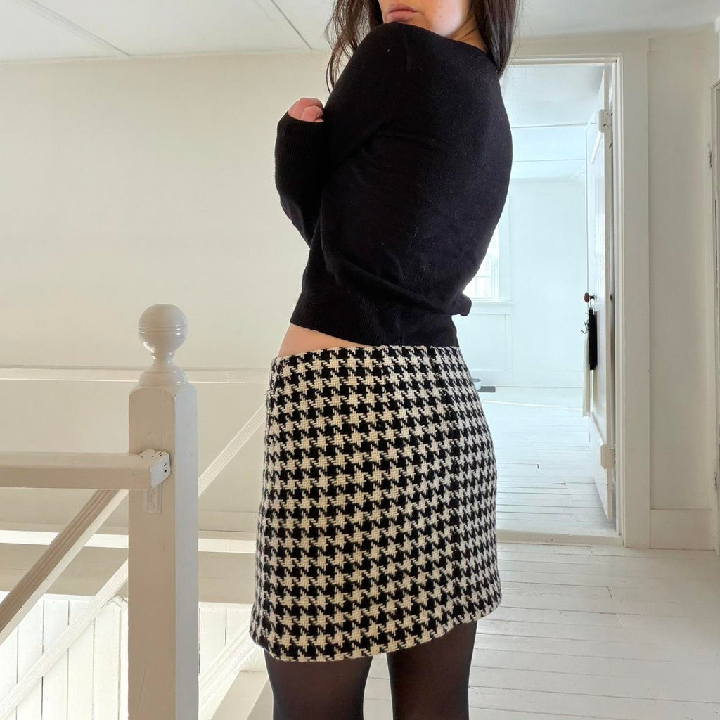 Gap Vintage Y2K Houndstooth Wool Knit Mini Skirt Size 1