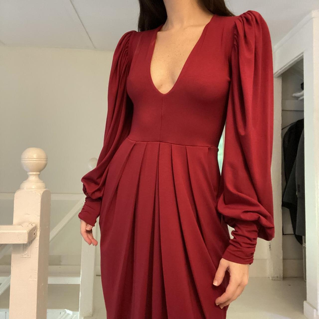 Butter By Nadia / Nadia Tarr Pleated Puff Sleeve Midi Dress NWT One Size