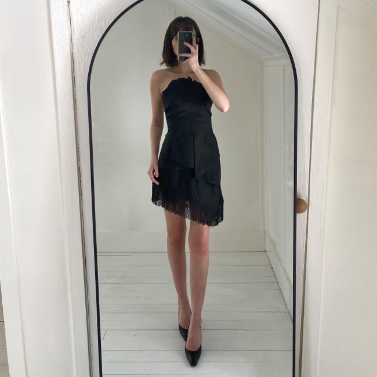 Alyn Paige Vintage Y2K Asymmetric Fringe Hem Strapless Mini Dress Size 5/6