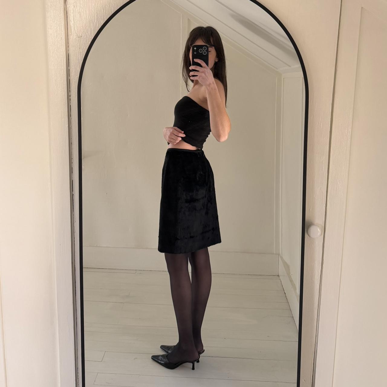 Tahari Vintage 90s Faux Fur Mini Pencil Skirt Size 6