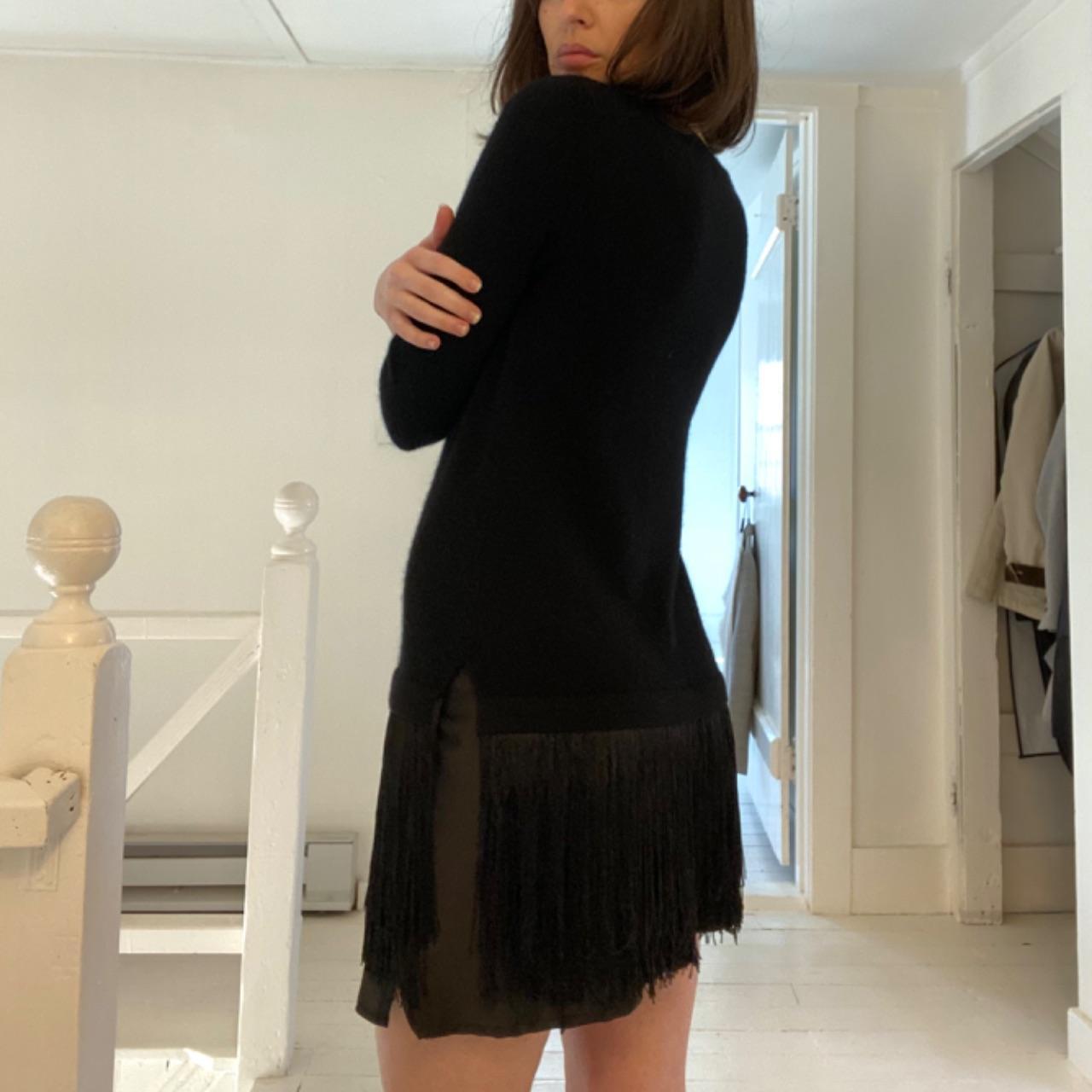 Neiman Marcus Cashmere Fringe Hem Tunic Sweater Size XS