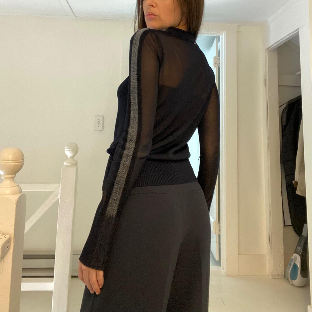 Sportmax Sheer Mesh Mock Neck Top Size XS