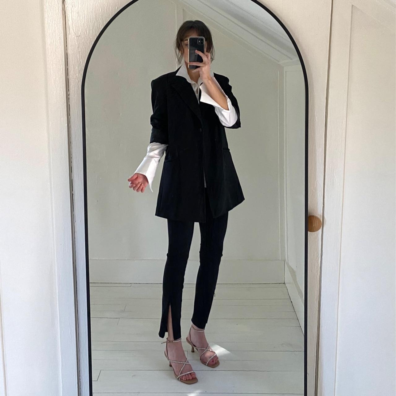 Theory Seamed Slit Legging in Black Precision Ponte Size P