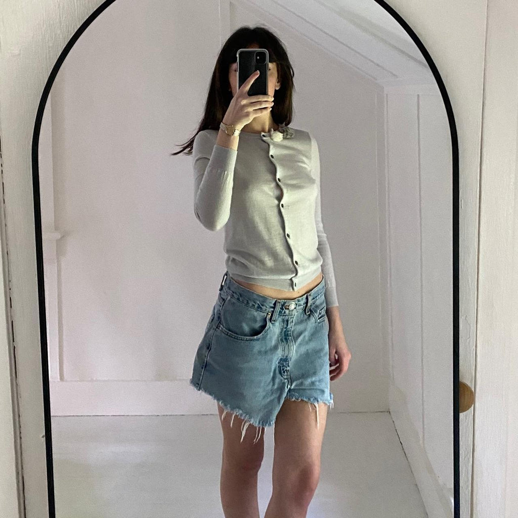 J. Crew Vintage Y2K Merino Wool Rosette Cardigan Sweater Size XS