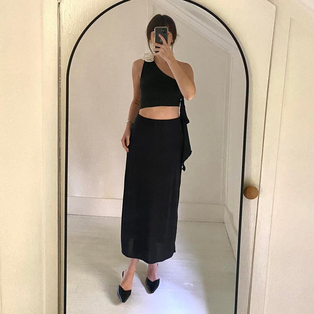 Lovers and Friends Cordelia Rosette One Shoulder Top Black & White Size XS