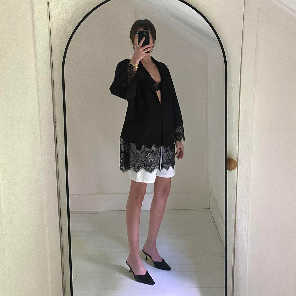 Black Label by Chico’s Lace Trim Blazer Jacket Size 3