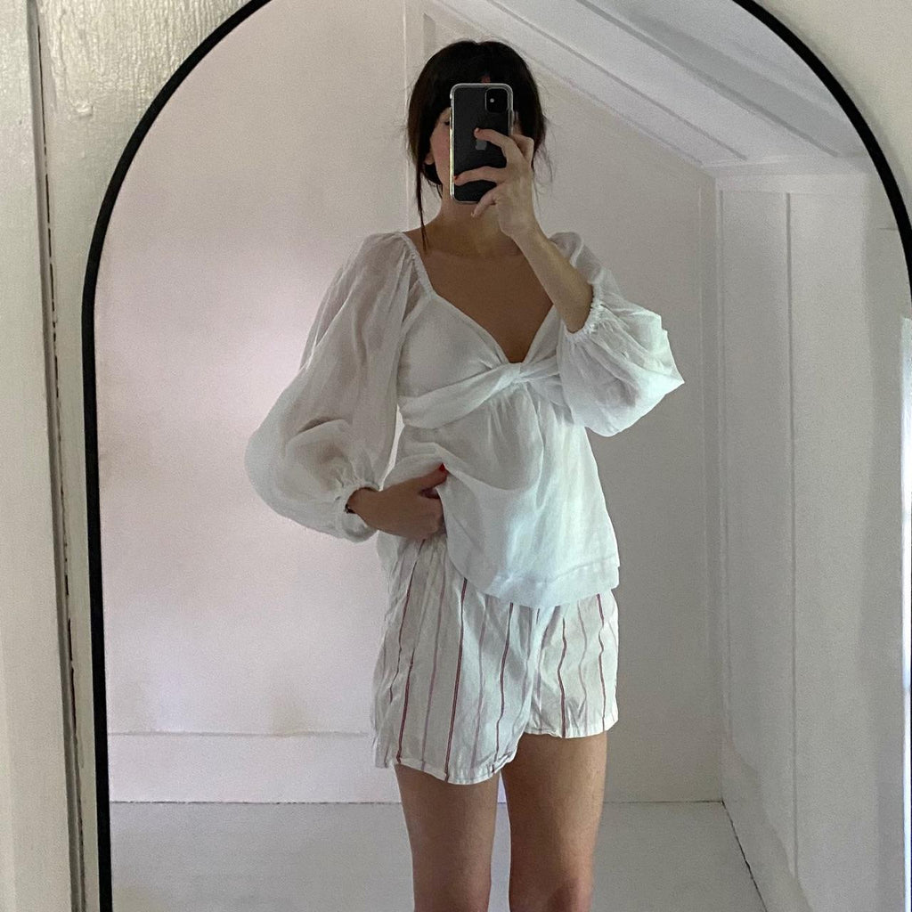 Banana Republic Ramie Twist Front Shirt in White NWT Size XS