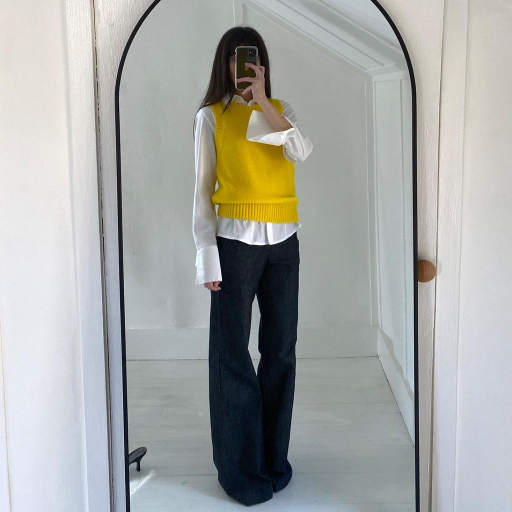 Soeur Namaste Wool Sweater Vest Pullover in Yellow Size 1