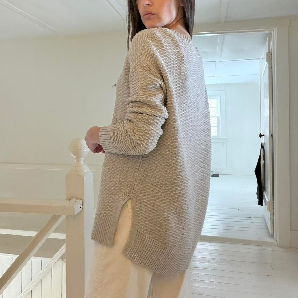 Gap Stitchy Oversized Pullover Sweater in Light Heather Grey Size M