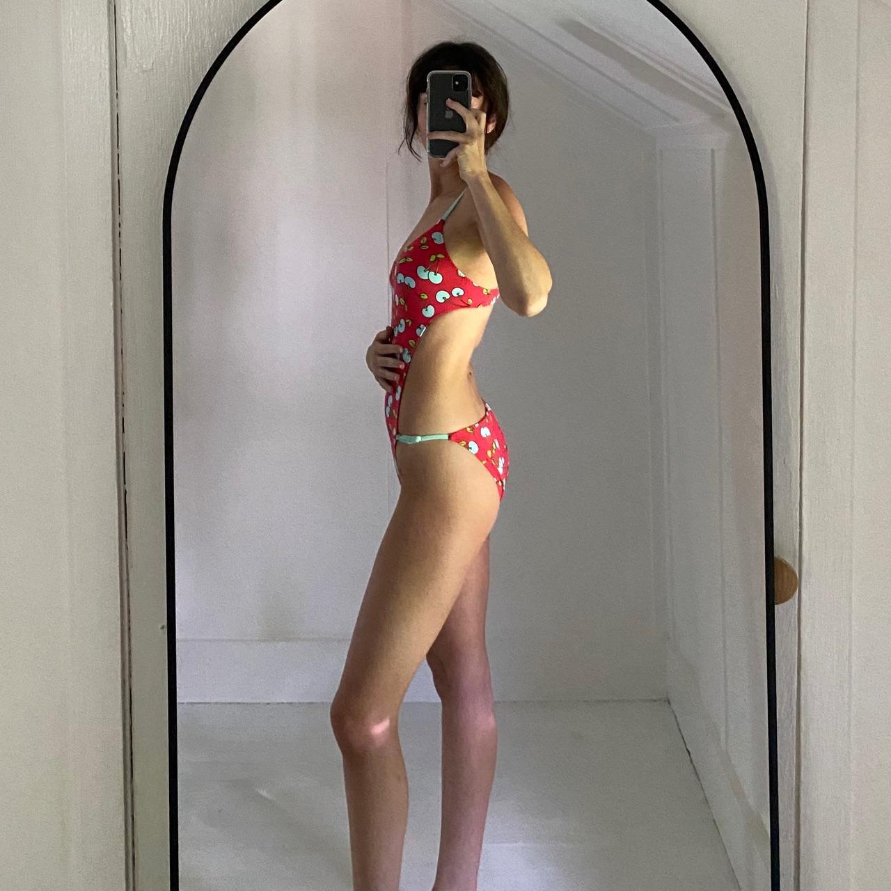 Pan Dulce Swimwear Vintage 90s Cherry Print One Piece Swimsuit Size 9/10 NWT