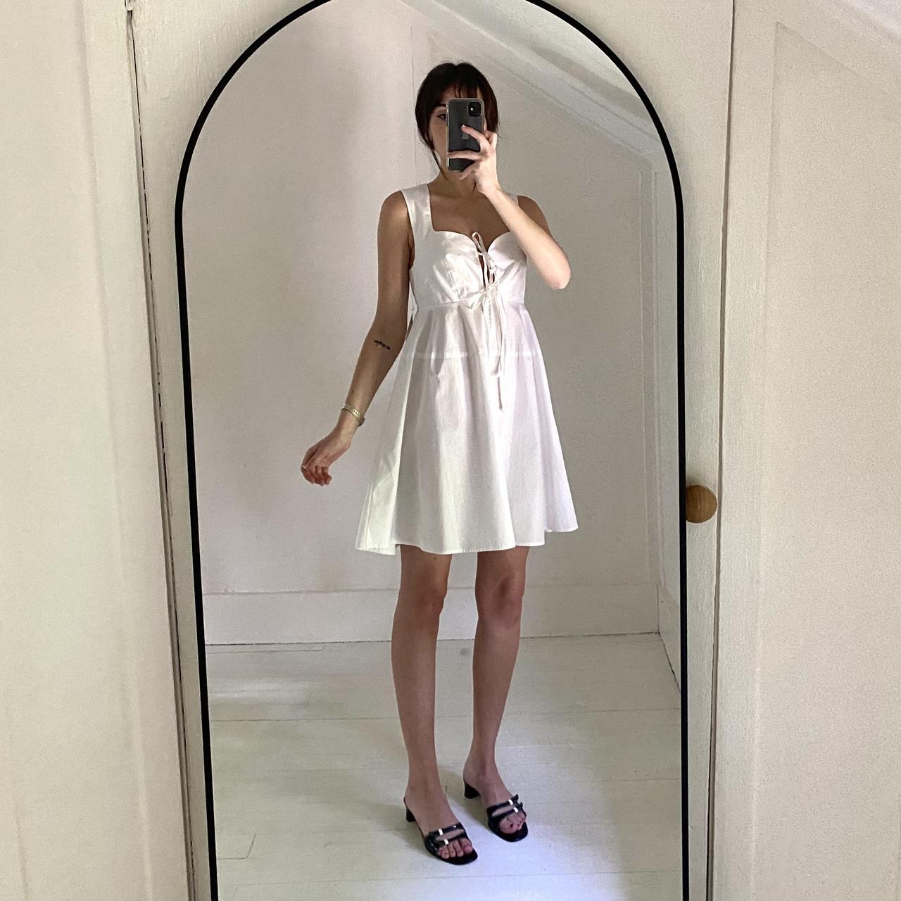 Matthew Bruch Apron Tie Babydoll Mini Dress White Poplin NWT Size 1