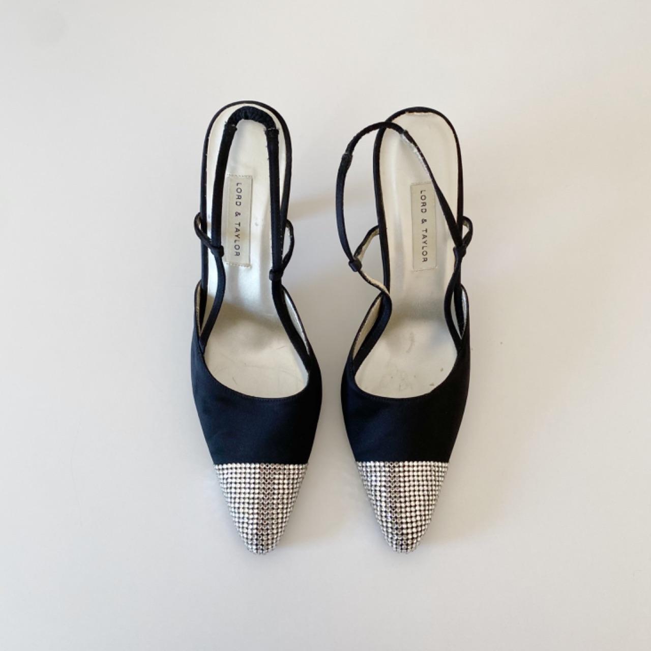 Lord & Taylor Vintage Y2K Starlet Rhinestone Toe Slingback Heels Size 6.5