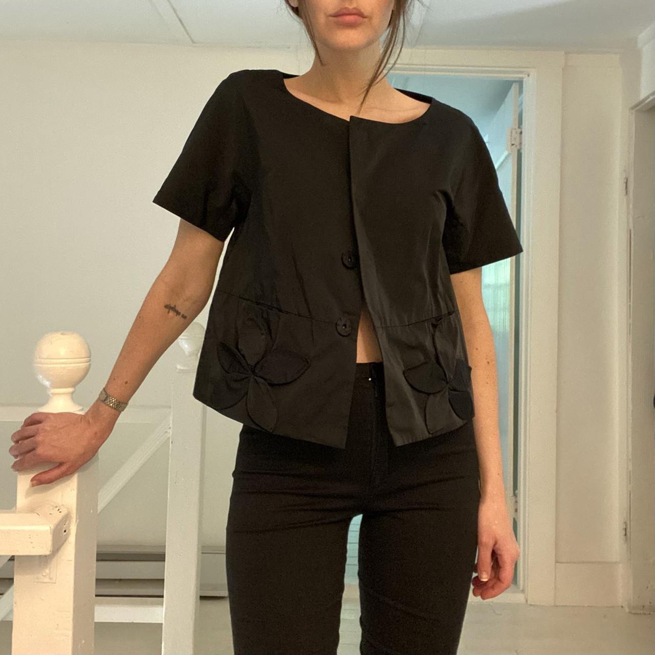 DKNY Vintage Y2K Floral Appliqué Short Sleeve Jacket Size P