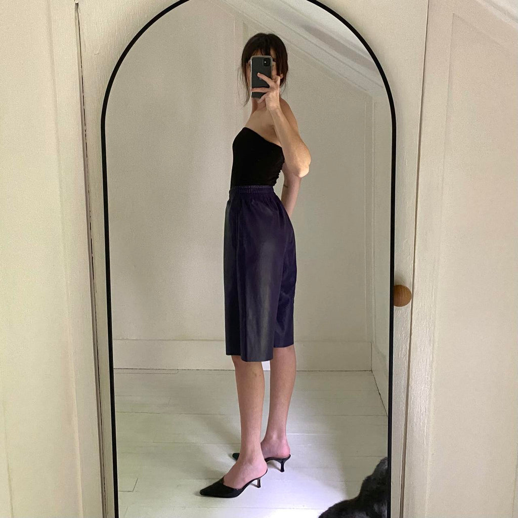 Angela Mele Milano Vegan Leather Bermuda Shorts NWT Size M