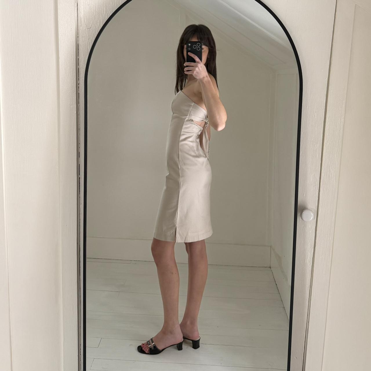 Up Front Vintage Y2K Twill Tie Back Strapless Mini Pencil Dress Size 9