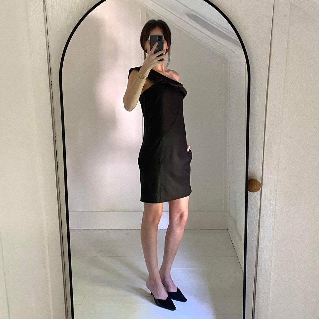 Chloé Vintage Y2K Zip Strap Accent Mini Dress in Anthracite Size 34