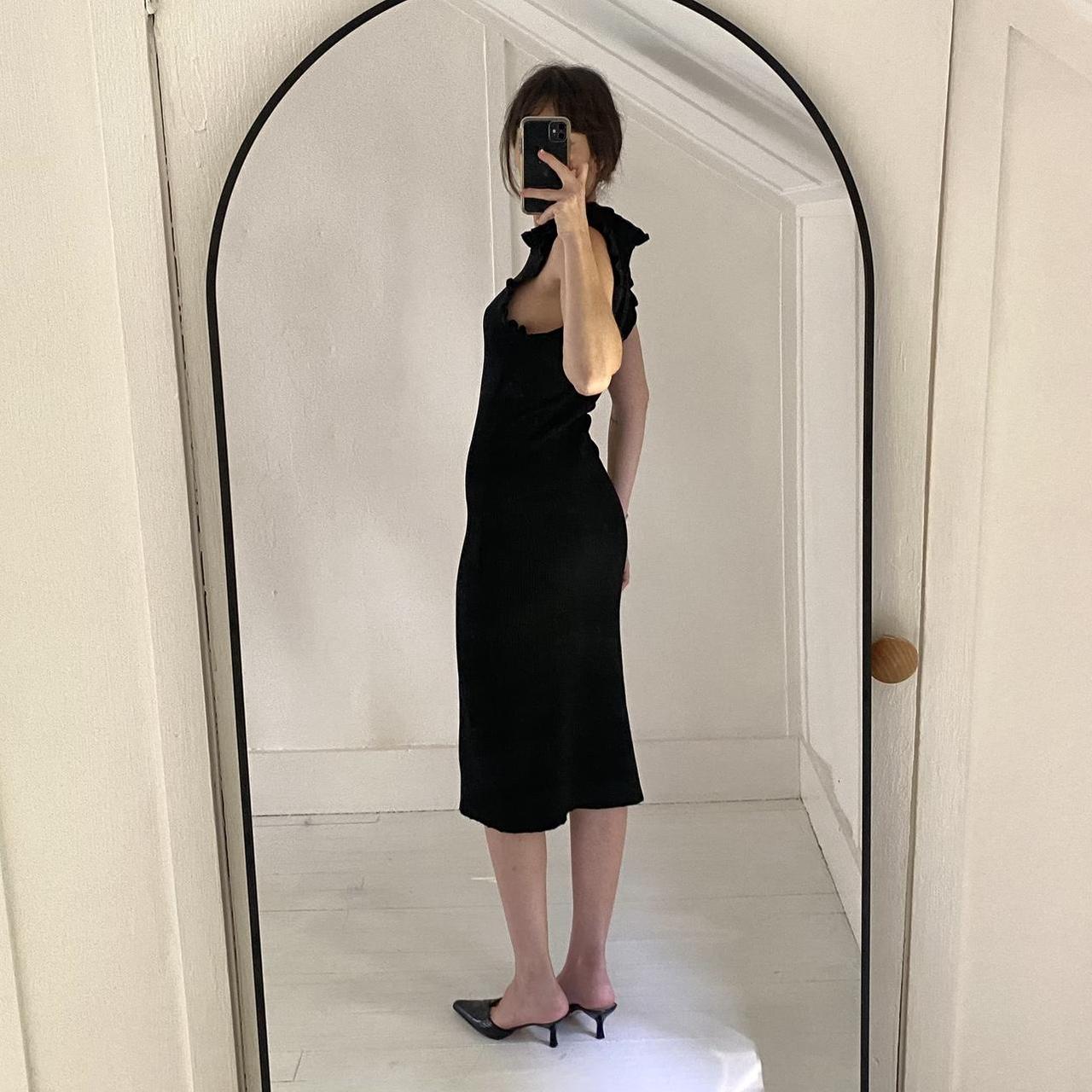 Modern Citizen Madelyn Ruffle Trim Midi Dress in Black Size S