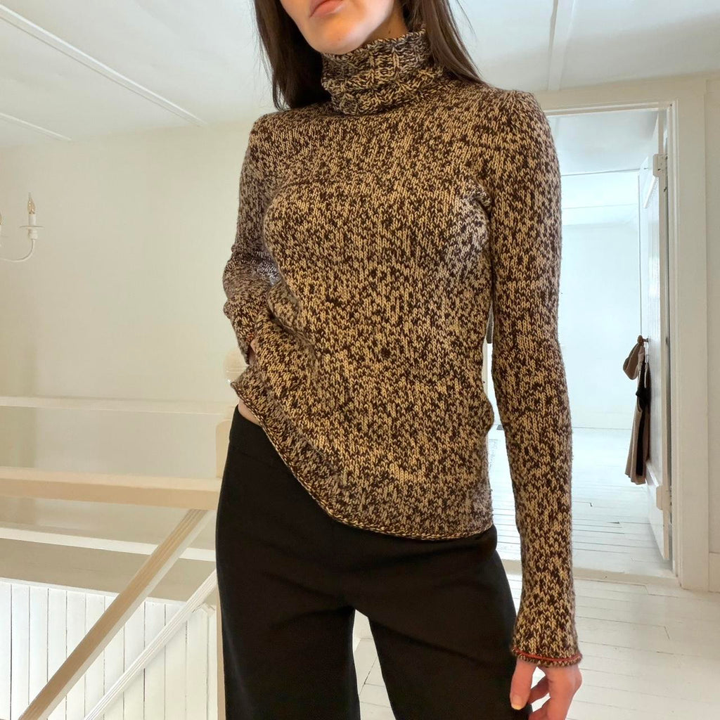 Gap Vintage Y2K Lambs Wool Marled Knit Turtleneck Sweater Size S