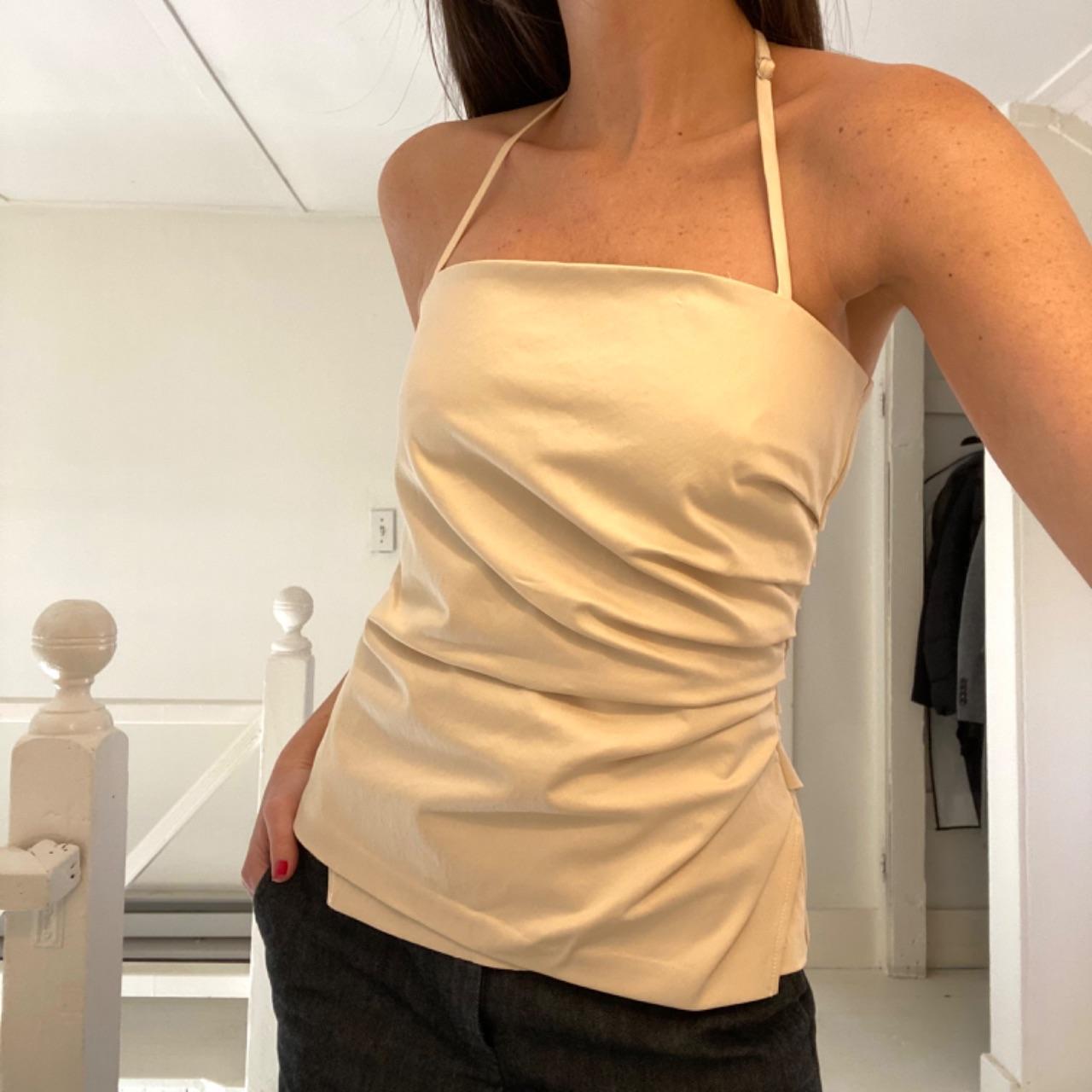 A.L.C. Charlotte Sateen Halter Top in Beige NWT Size 0