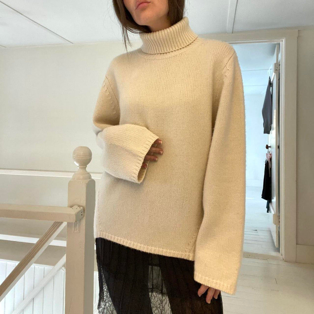 Totéme Wool Cashmere Turtleneck Sweater in Macadamia Size XXS