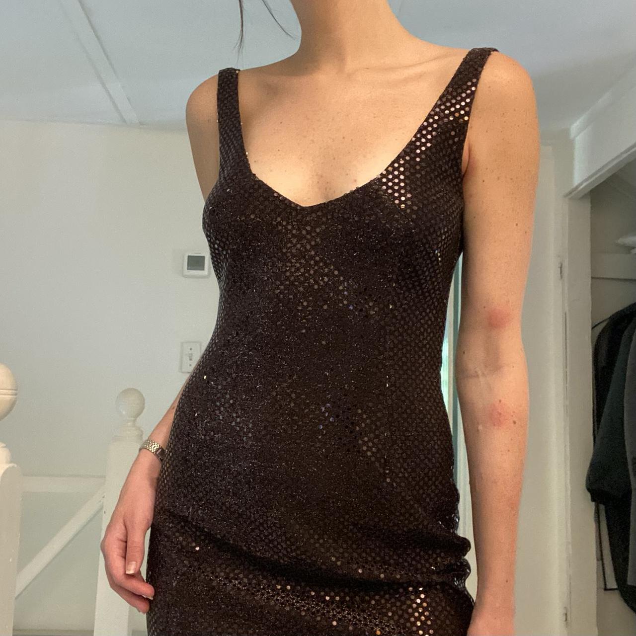 Hugo Buscati Collection Vintage 90s Metallic Sequin Mini Dress Size 2
