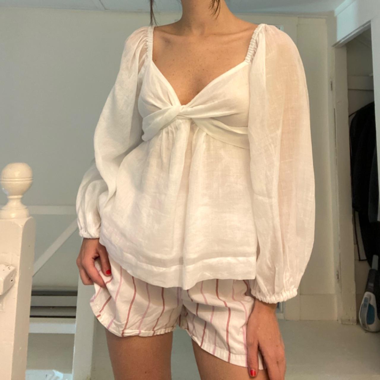 Banana Republic Ramie Twist Front Shirt in White NWT Size XS