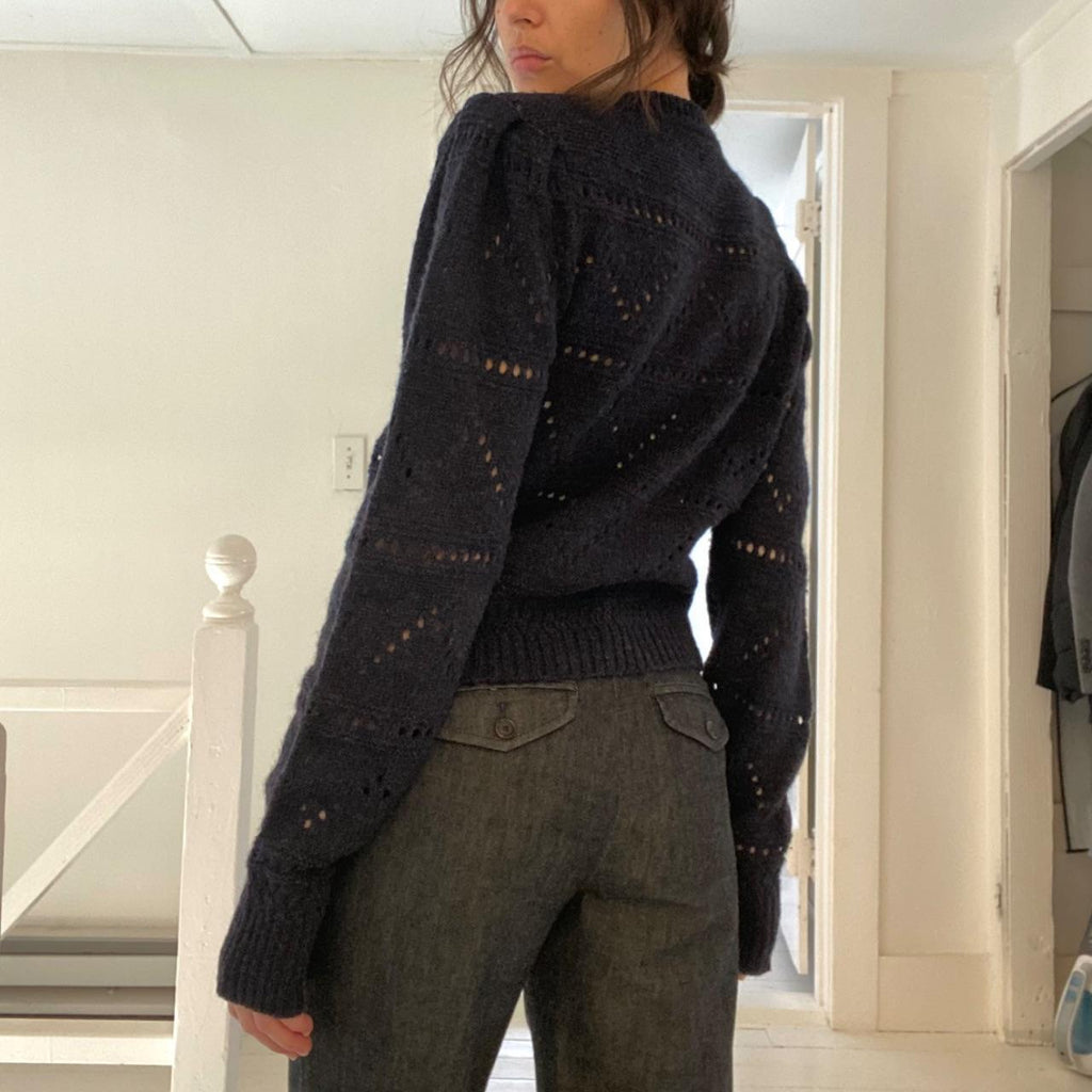 Isabel Marant Étoile Norma Wool Eyelet Sweater in Midnight Size 36