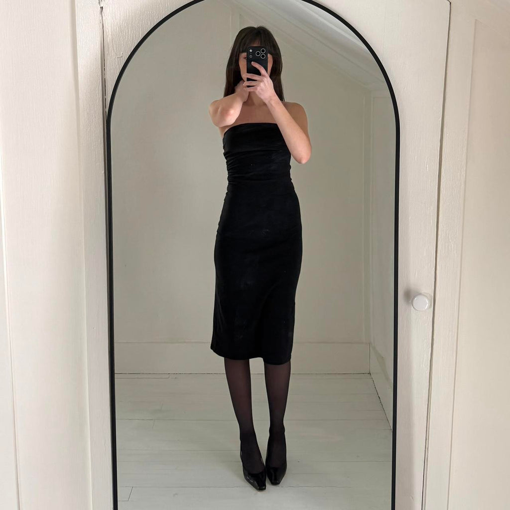 Moda International Vintage Y2K Strapless Bodycon Midi Dress Size XS