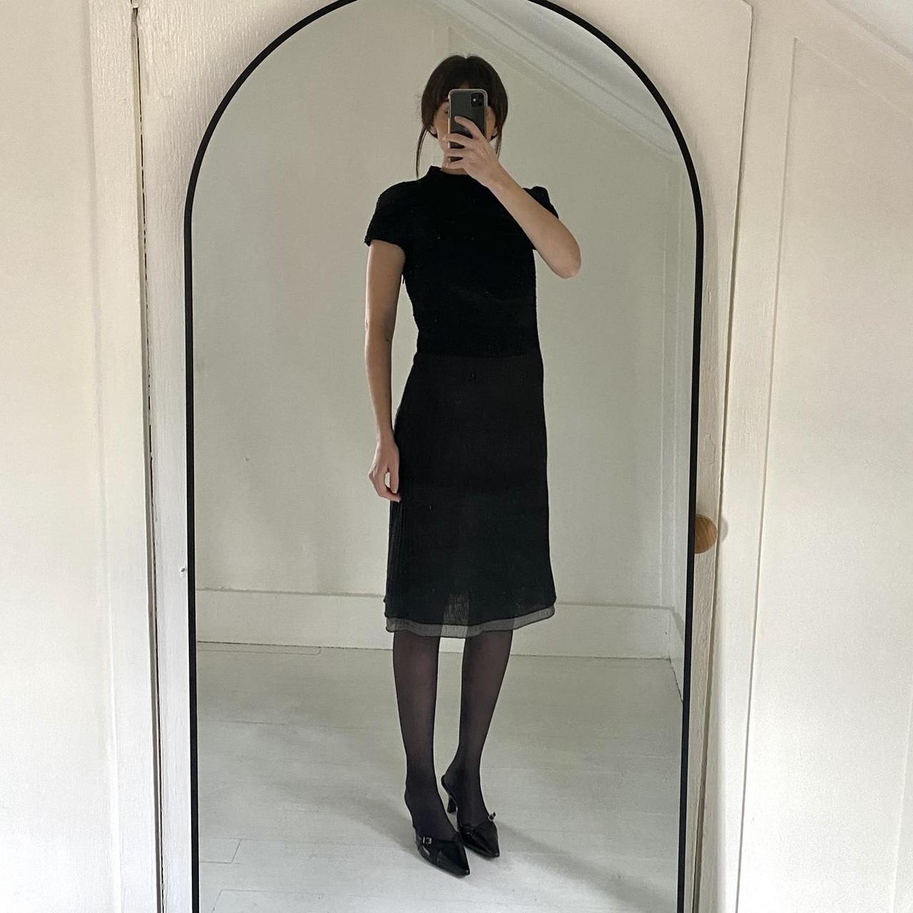 Emporio Armani Vintage 90s Mock Neck Wool Knit Contrast Pencil Dress Size 38