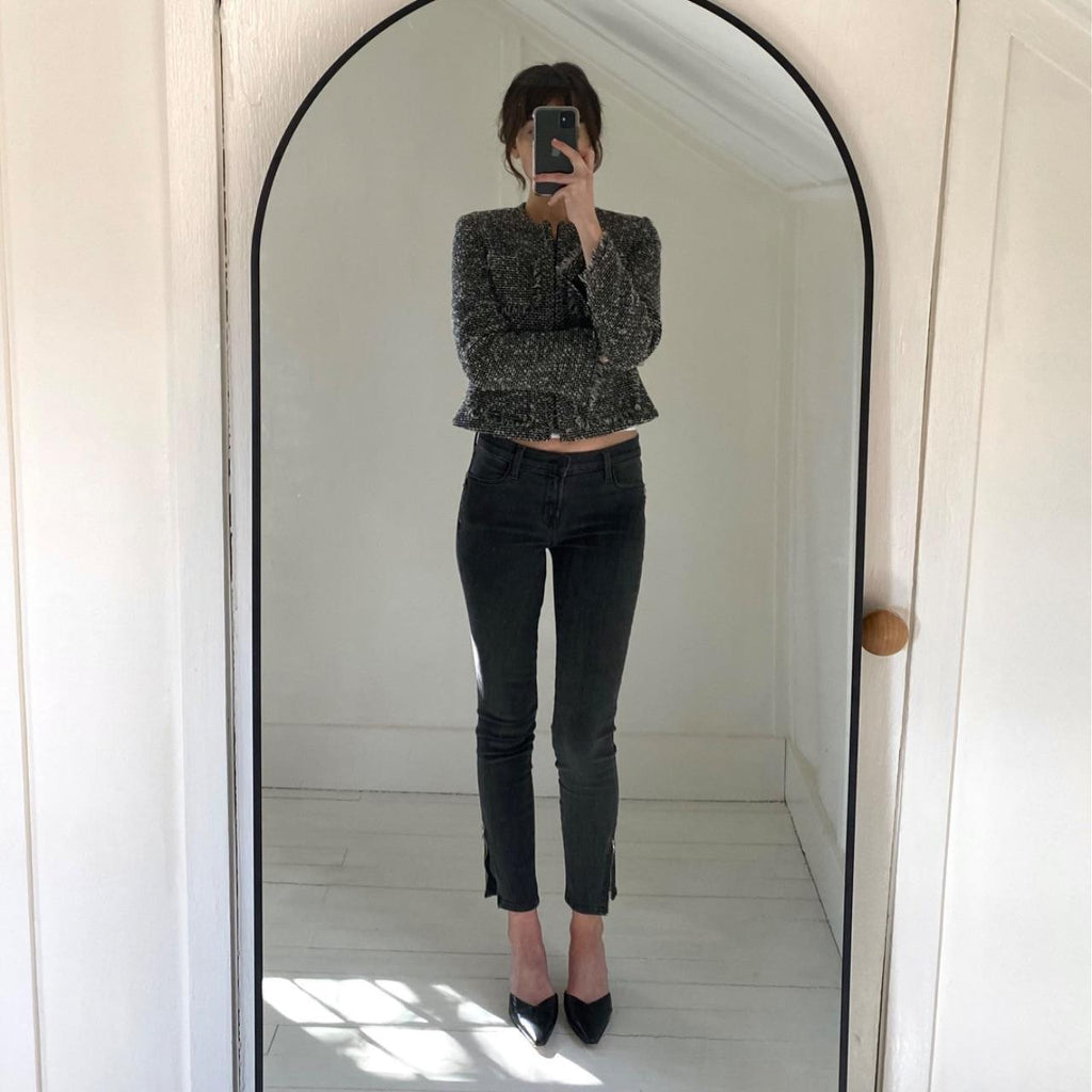 J Brand Tali Skinny Zipper Jeans in Grey Cascade Size 26