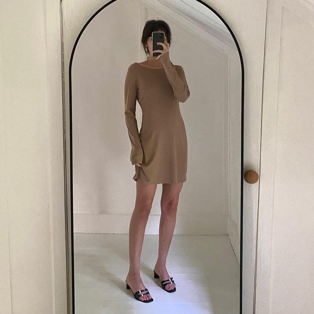 Lovers + Friends Chloe Backless Mini Dress in Cocoa Brown NWOT Size S