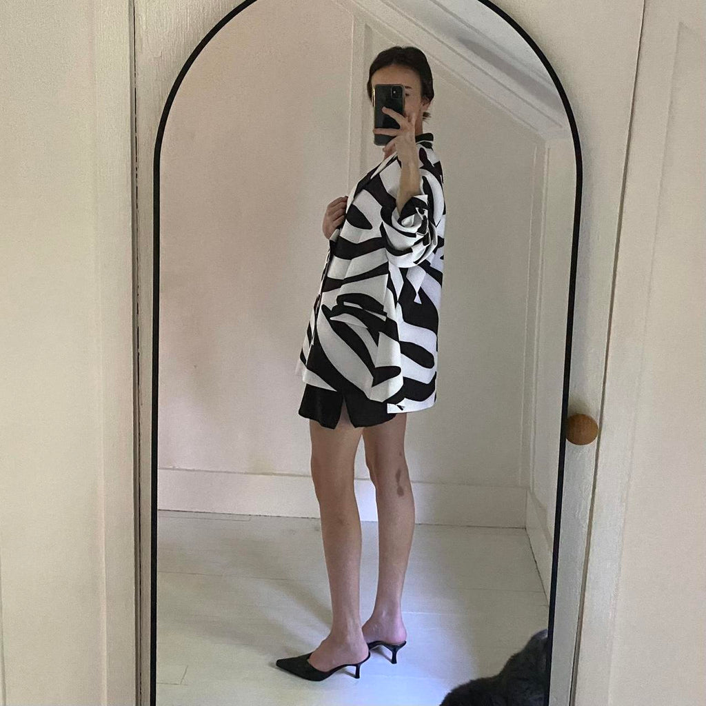 Zeffon Raphael Oversized Zebra Blazer in Black & White NWT Size 1