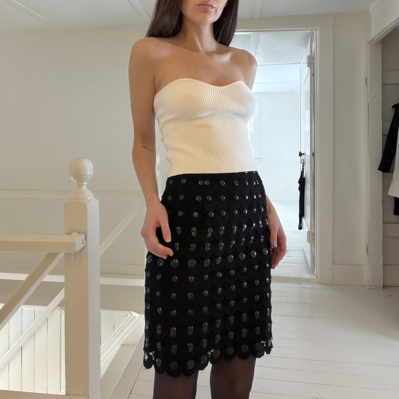 Couture Couture Los Angeles Vintage Y2K Beaded Crochet Mini Pencil Skirt Size 38