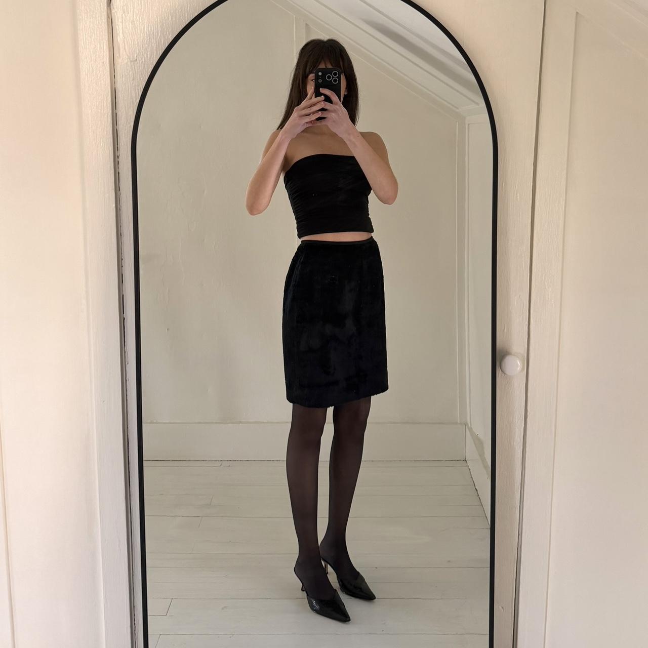 Tahari Vintage 90s Faux Fur Mini Pencil Skirt Size 6
