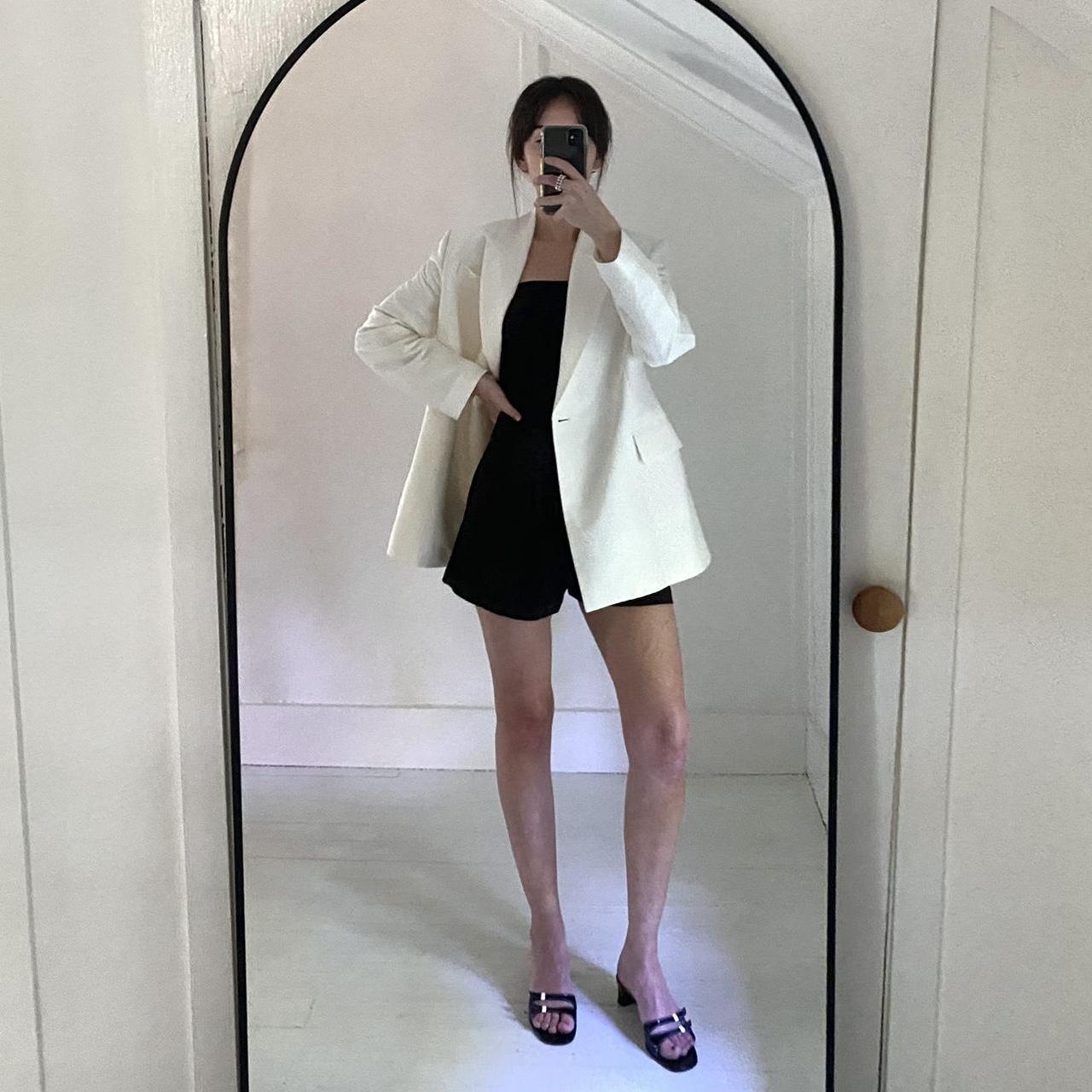 Banana Republic Hourglass Italian Viscose-Linen Blazer in Vanilla Ivory Size 2P