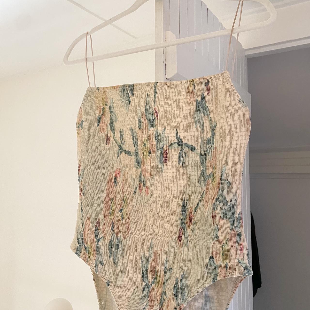 Toteme One Piece Smocked Swimsuit in Washed Floral Size XL