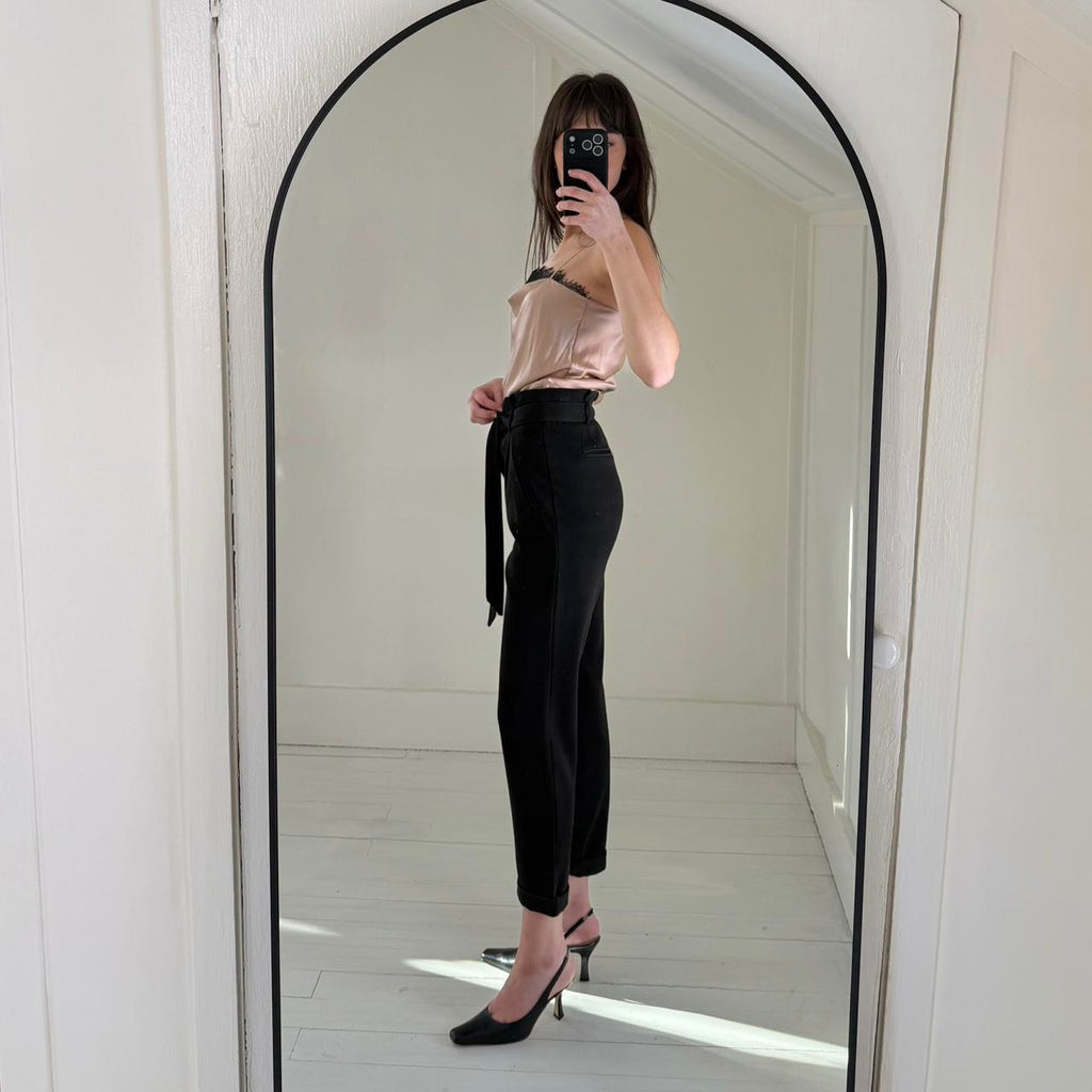 Zara Tie Waist High Rise Paperbag Trousers Size XS