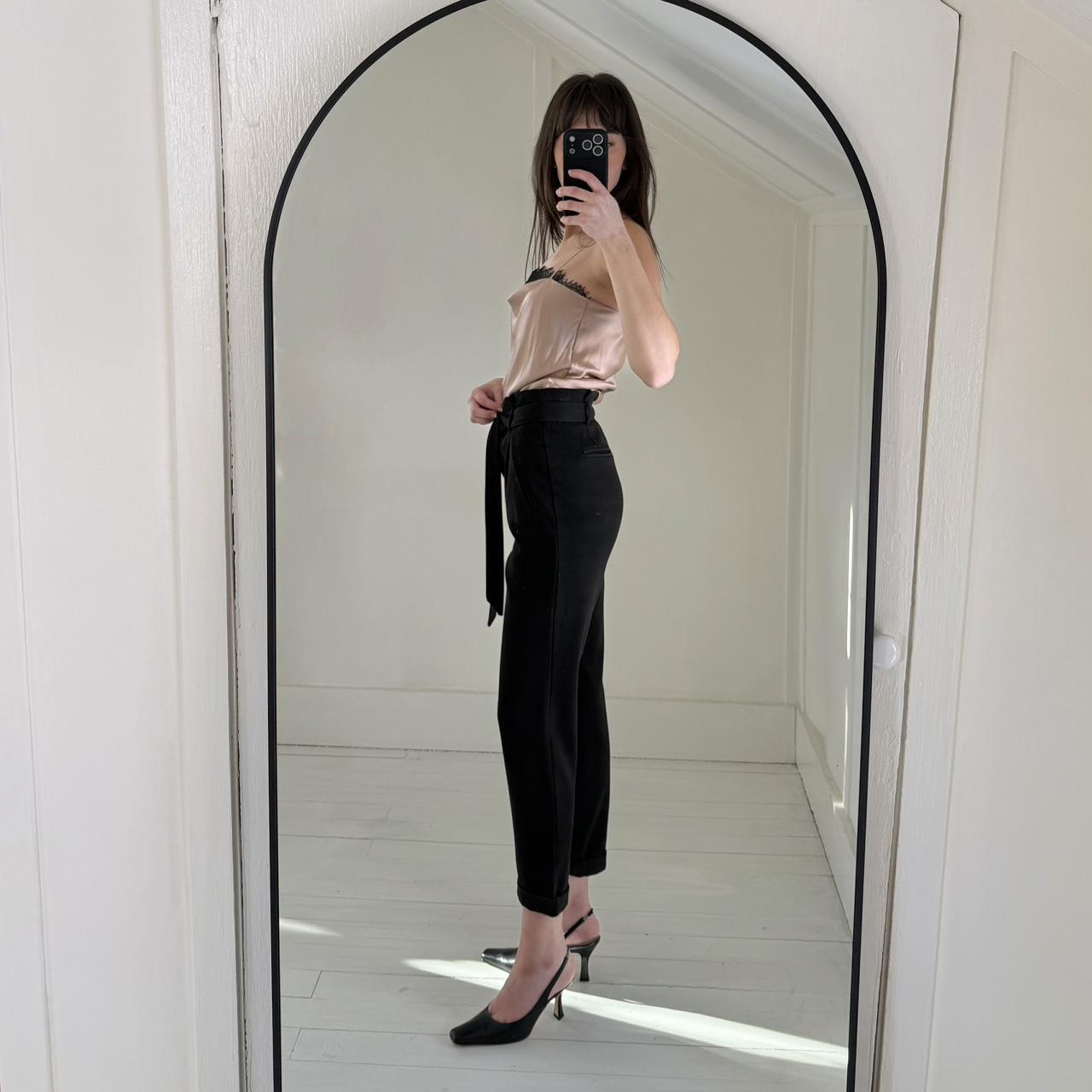Zara Tie Waist High Rise Paperbag Trousers Size XS